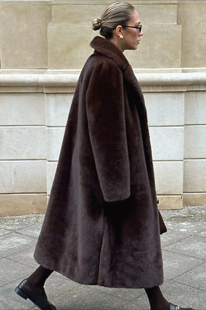 Belted Longline Faux Fur Insulated Overcoat