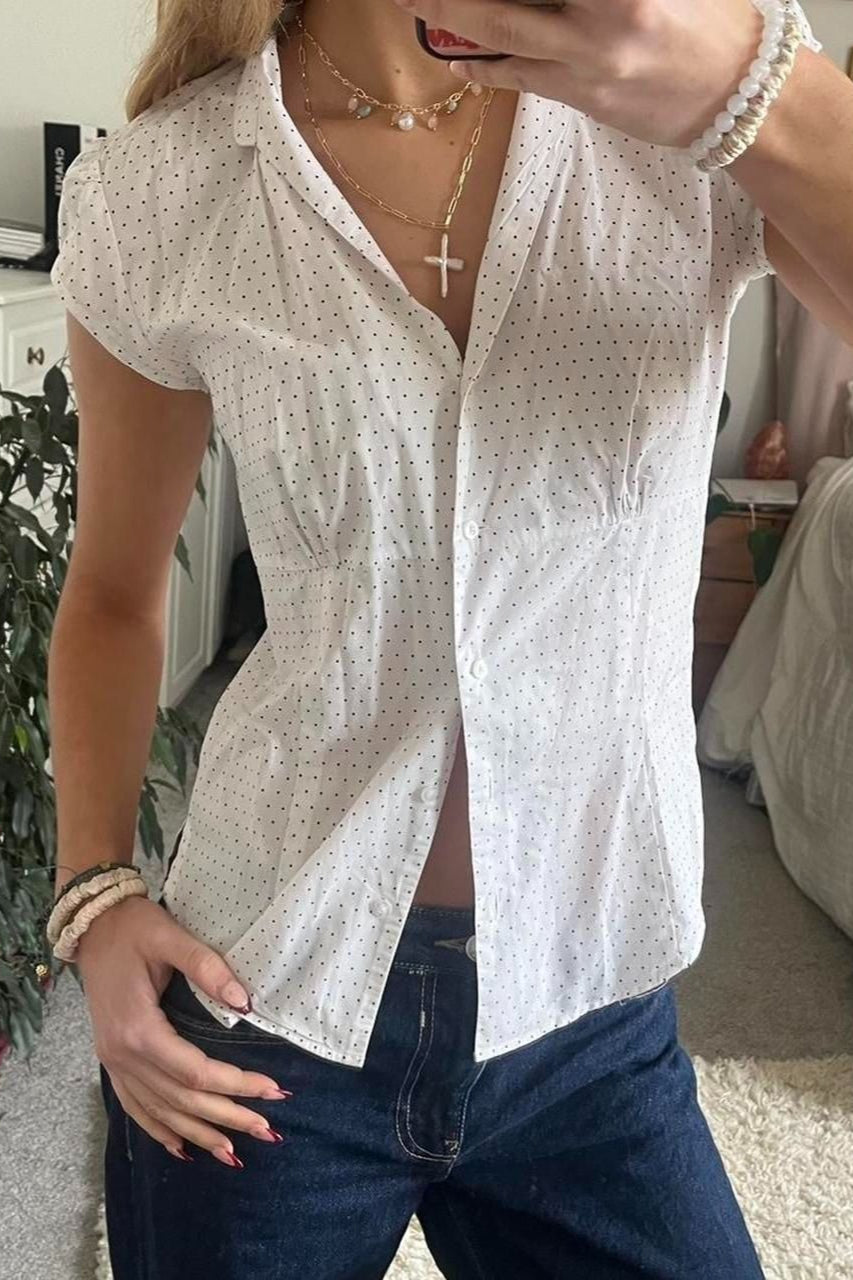 Versatile Red White Plaid Blouse
