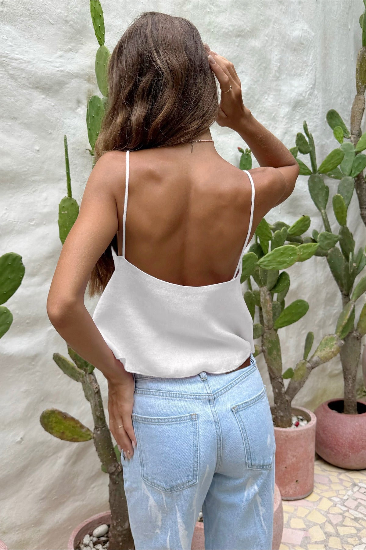 Solid Casual Cropped Triangle Cutout Trendy Cami Top