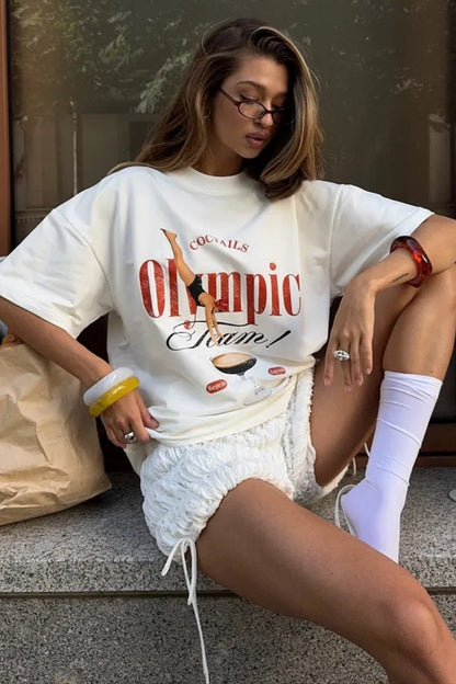 Cotton Fashion Trendy Loose Creative Print T-shirt