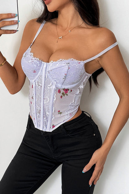 Light Lace Sexy Floral Bustier Cami Top
