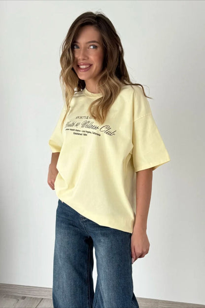 Minimalist Casual Cotton Letter Print Short Sleeve T-shirt