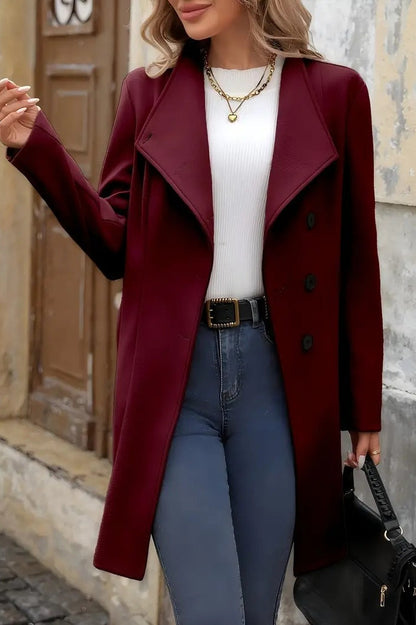 Wool Blend Mid-Length Single Breasted Coat