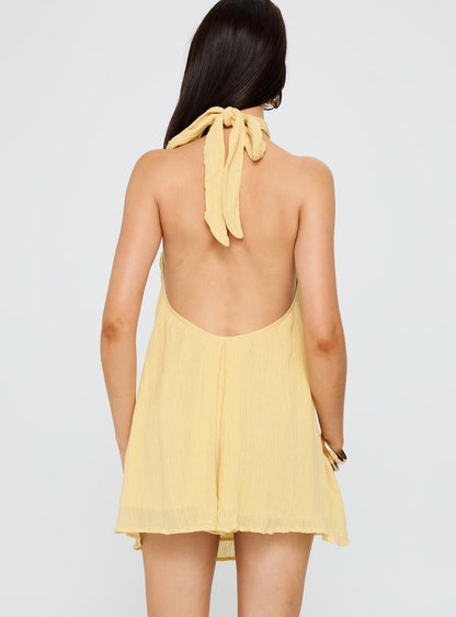 Kaiko Halter Mini Dress Yellow