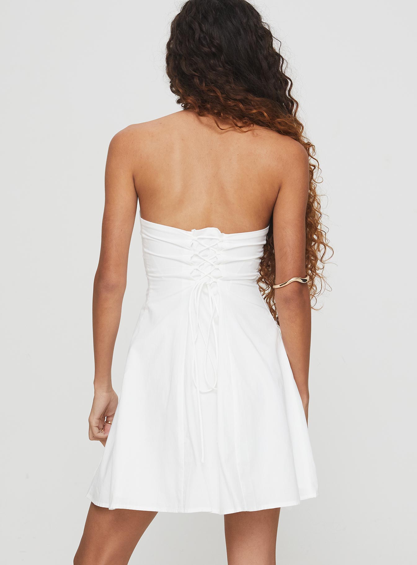 Kisses Lace Up Mini Dress White