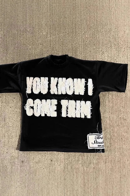 Street Pullover Letter Patch Loose Crew T-shirt
