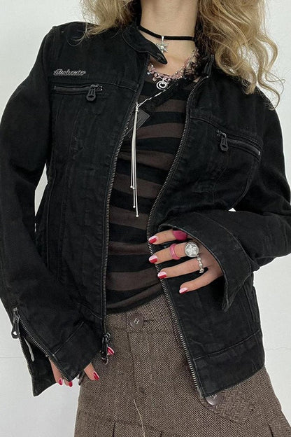 Black Washed Denim Jacket