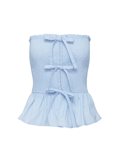 Jaymie Strapless Bow Top Blue
