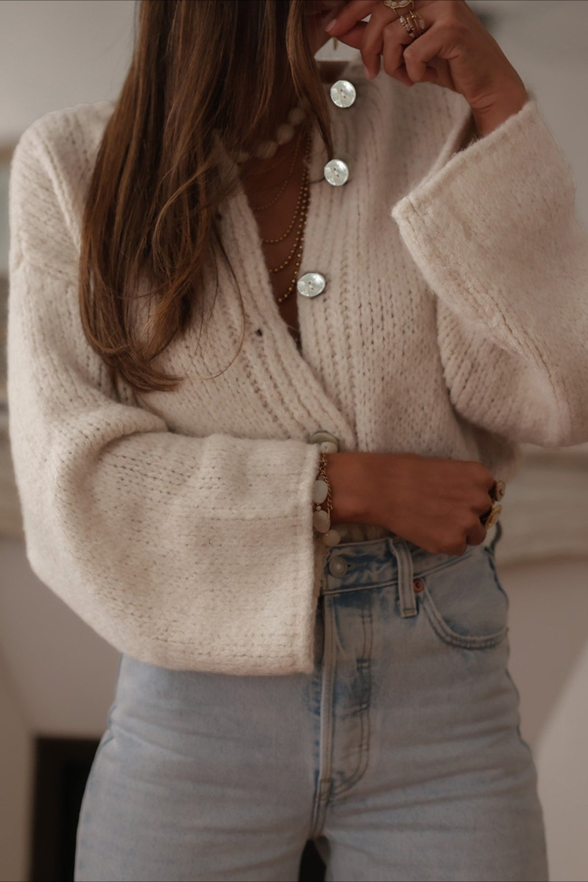 Elegant Solid Single Breasted Knit Cardigan