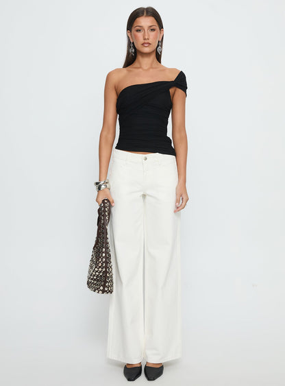 Keandra One Shoulder Top Black