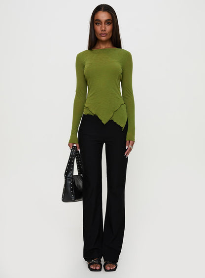 I Know You Backless Long Sleeve Top Green