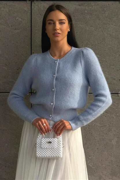 Solid Minimalist Relaxed Long Sleeve Knit Cardigan