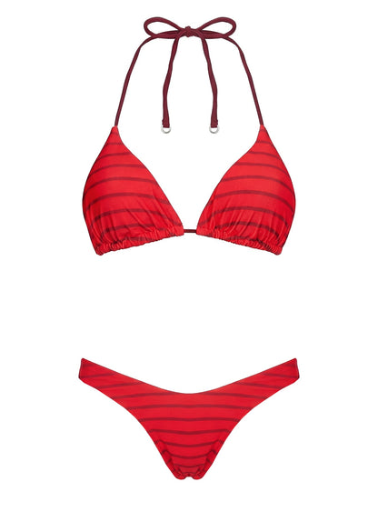 Jenner Reversible Triangle Bikini Top Red Polka