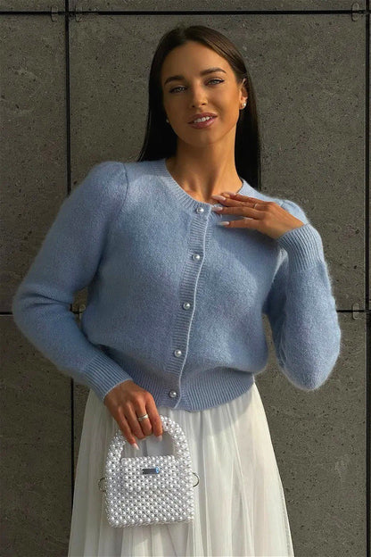 Solid Minimalist Relaxed Long Sleeve Knit Cardigan