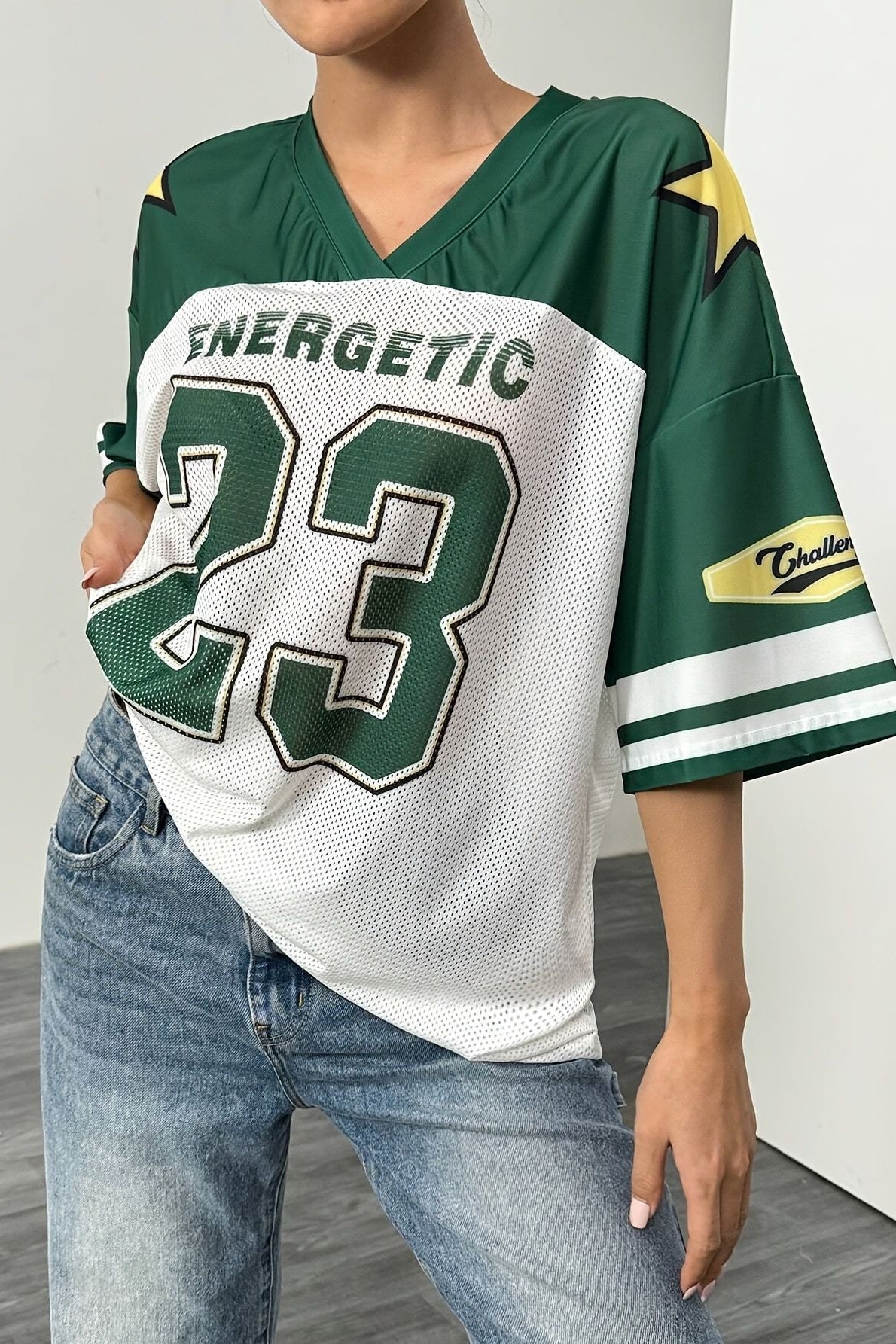 Fashion Loose Street Print Color Block Sporty T-shirt