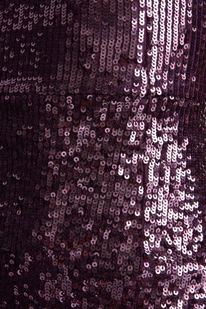 High Life | Plum Sequin Square-Neck Maxi Dress With Front-High Split