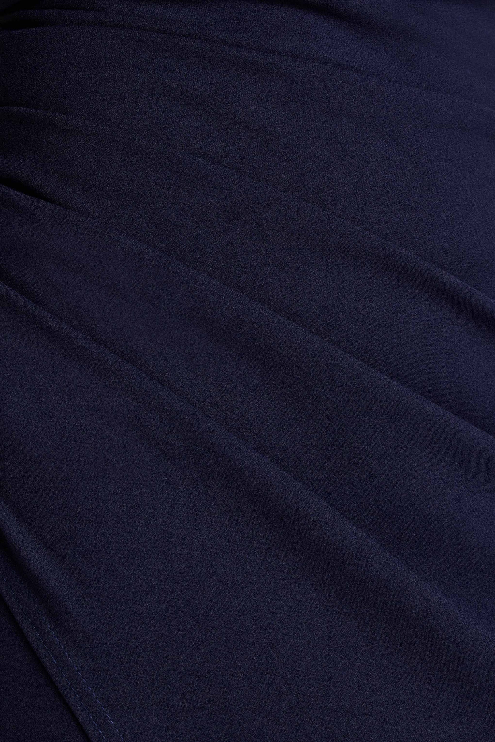 Eva | Navy Bardot Bow Detail Maxi Dress With Thigh Split
