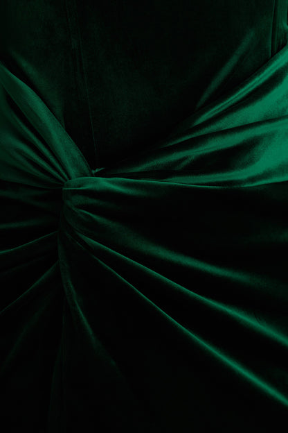 Fay | Bottle Green Velvet Corset Style Knot Maxi Dress