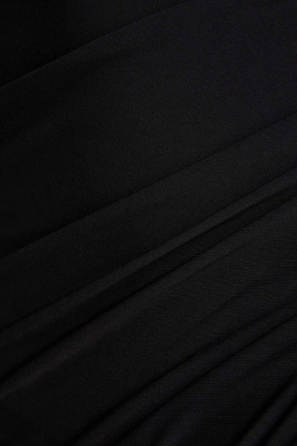 Amoura | Black Square-Neck Draped Wrap Maxi Dress