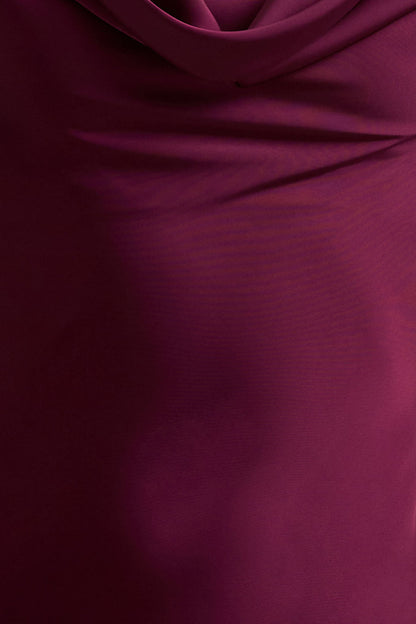Alesso | Burgundy Satin Cowl-Neck Slip-Maxi Dress