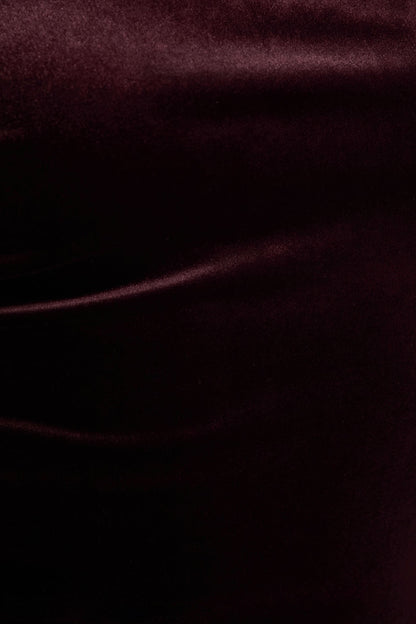 Carella | Burgundy Velvet Twisted Asymmetric Midi Dress