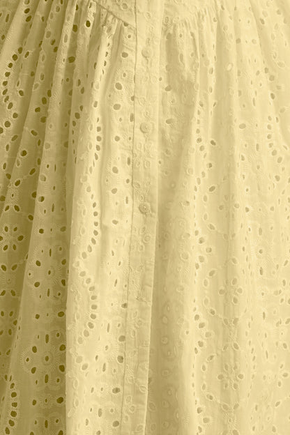 Jezebel | Yellow Lace Plunge-Neck Collared Midi Dress