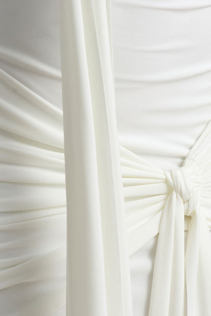 Essie | White Bardot Wrap Mini Dress With Sash Detail
