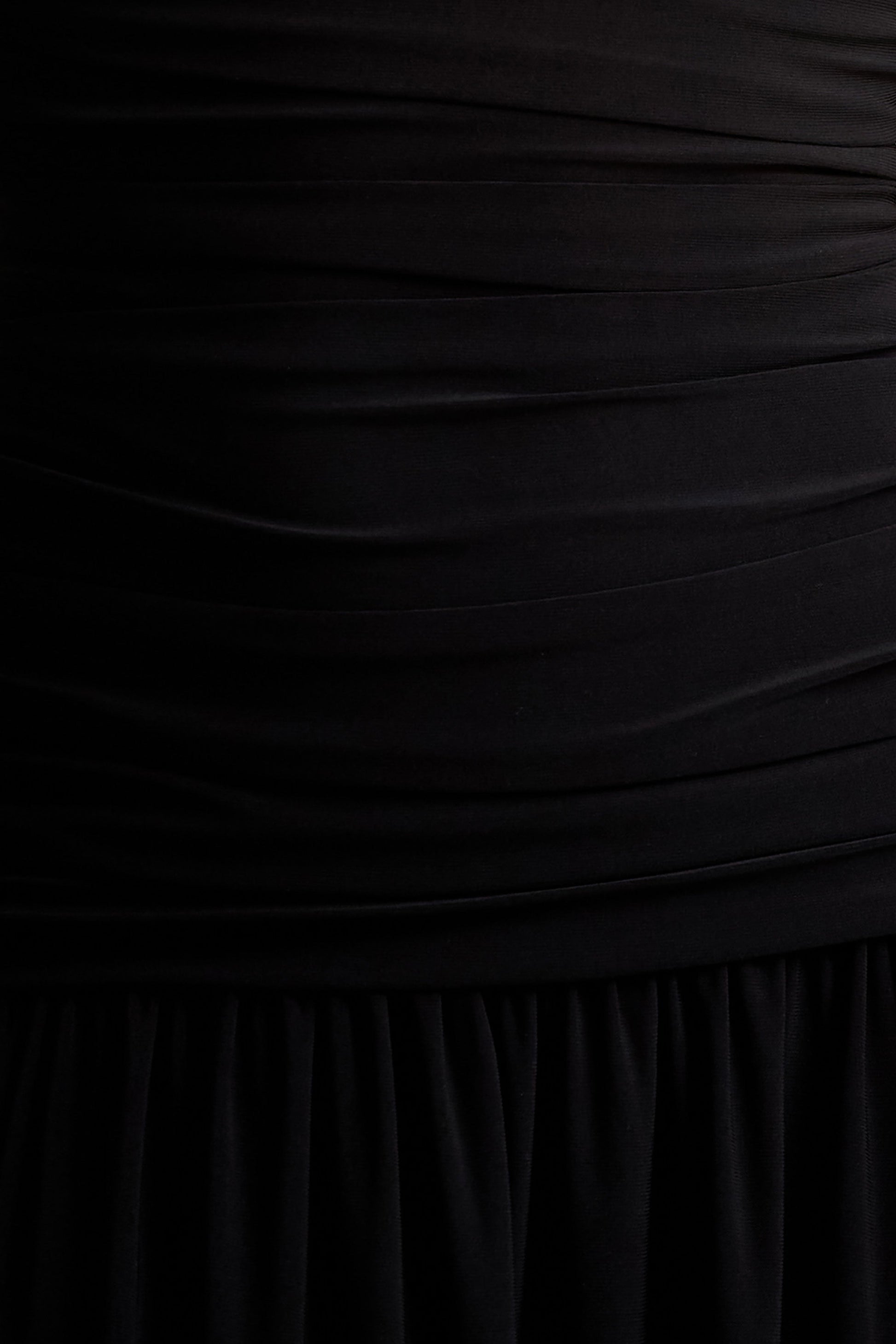Aniyah | Black High-Neck Maxi Dress With Ruched Detailing