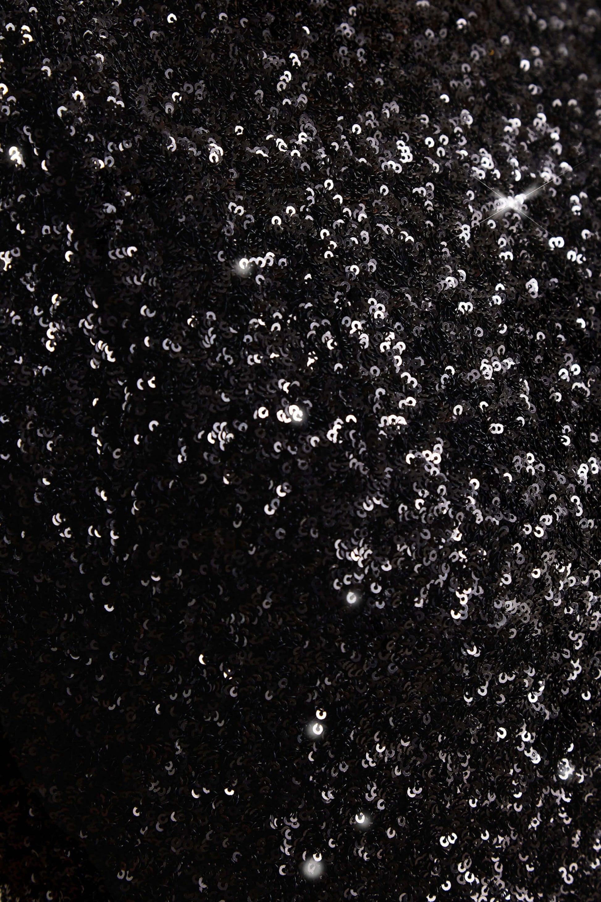 Aurah | Black Sequin Crew-Neck Maxi Dress With Cap Sleeves