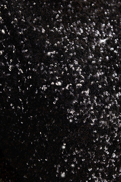 Aurah | Black Sequin Crew-Neck Maxi Dress With Cap Sleeves