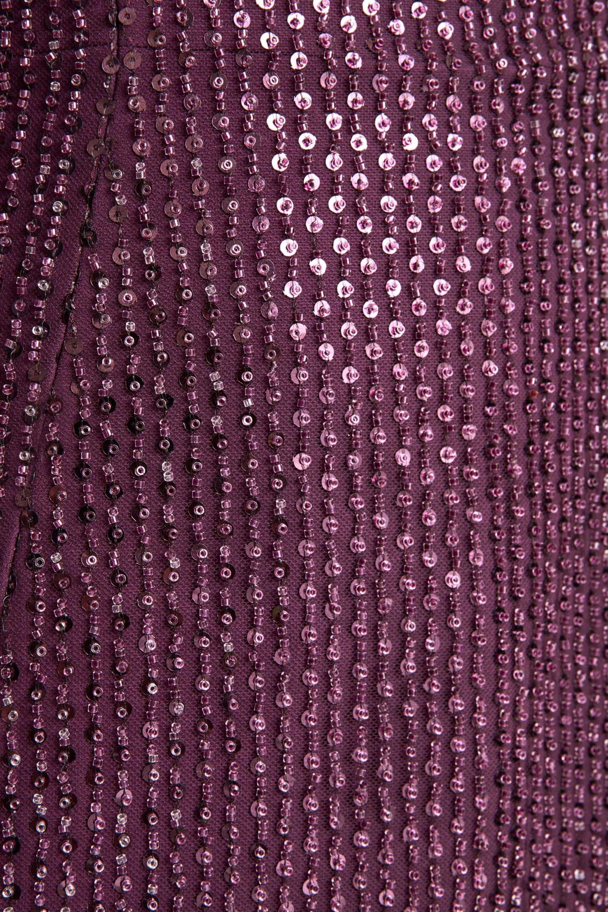 Luciana | Purple Sequin Embellished Bandeau Maxi Dress