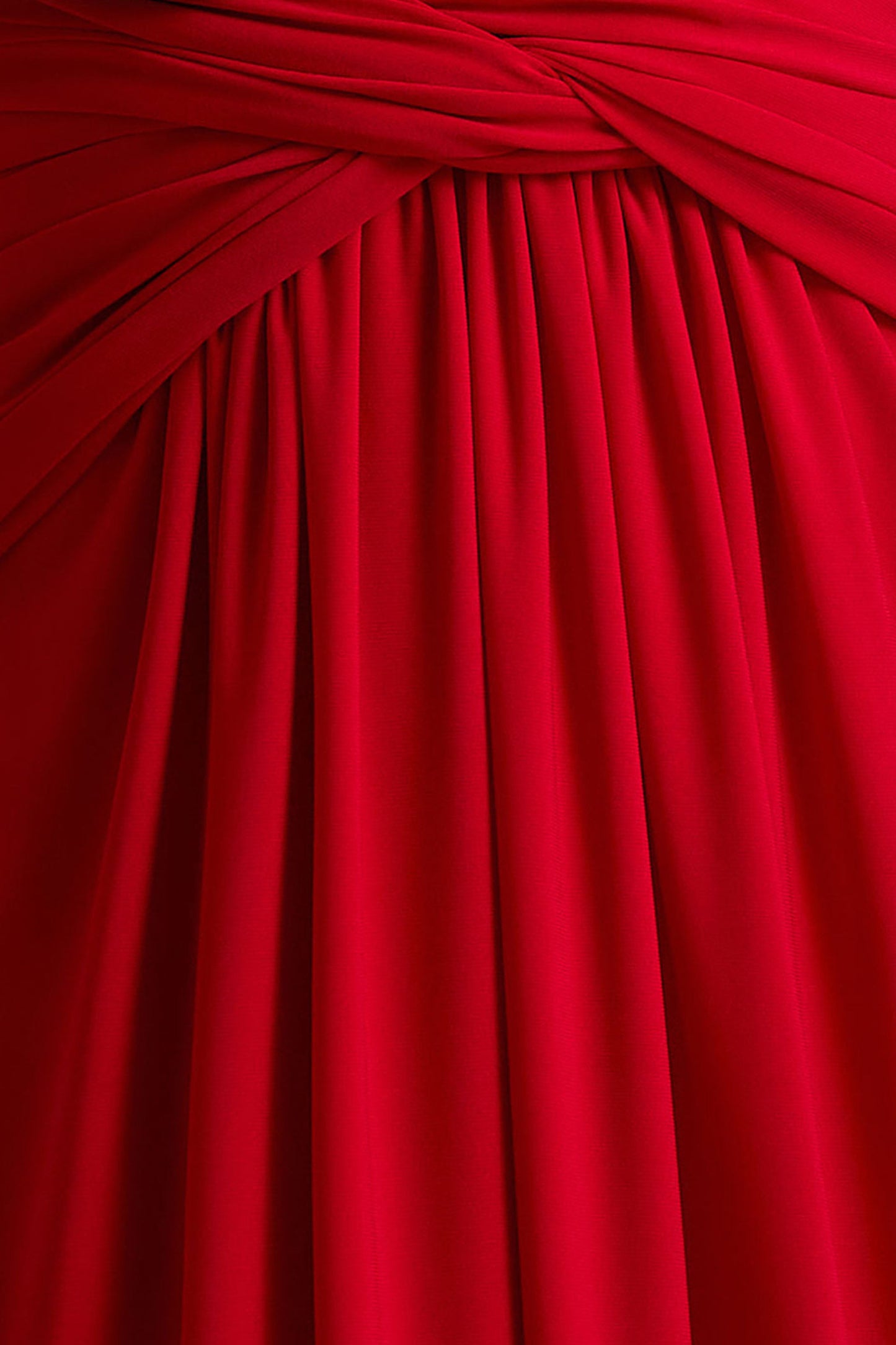 Estrella | Red High-Neck Maxi Dress With Ruched Detailing