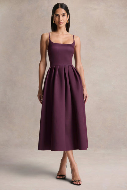 Jamila | Plum Scoop-Neck Midi Dress