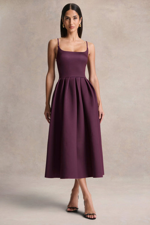 Jamila | Plum Scoop-Neck Midi Dress