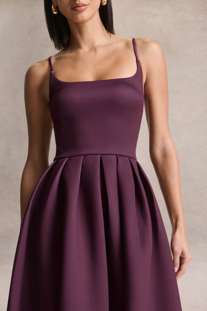 Jamila | Plum Scoop-Neck Midi Dress
