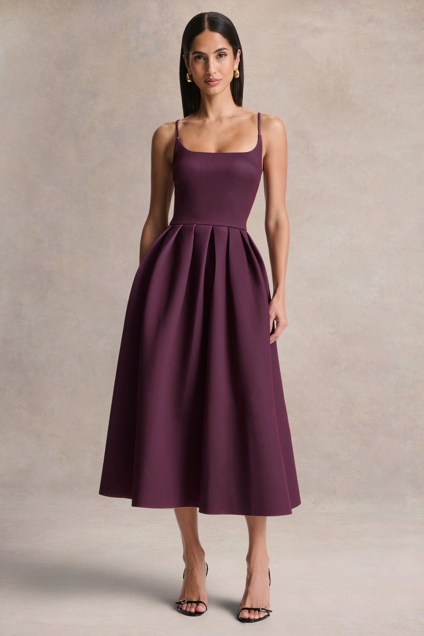 Jamila | Plum Scoop-Neck Midi Dress