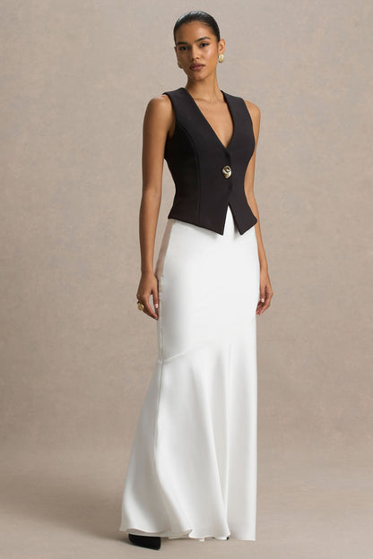 Lilah  | Cream Satin Maxi Skirt