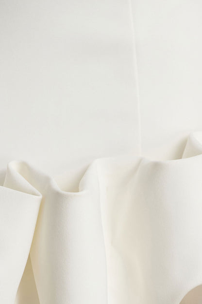Geneve | White Halter-Neck Mini Dress With Ruffled Trim