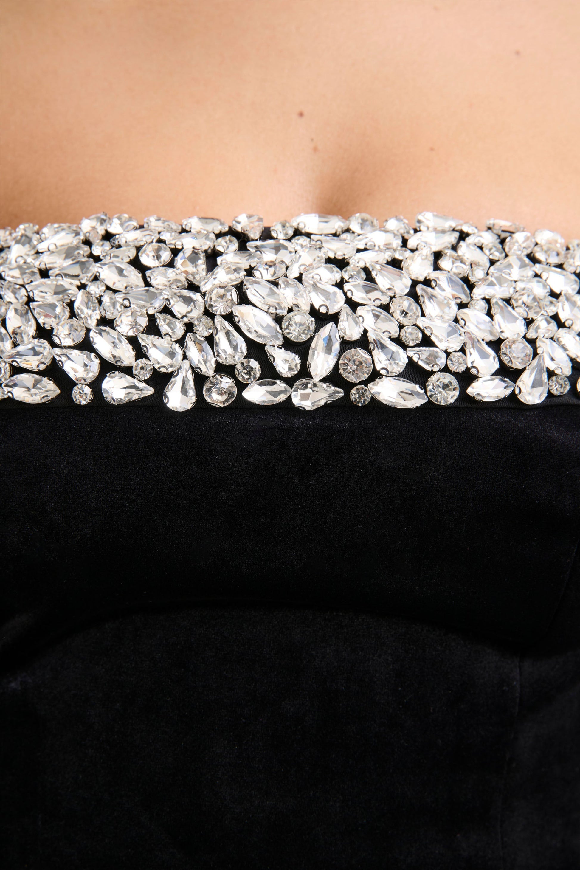 Emelie | Black Velvet Hand-Embellished Bandeau Jumpsuit