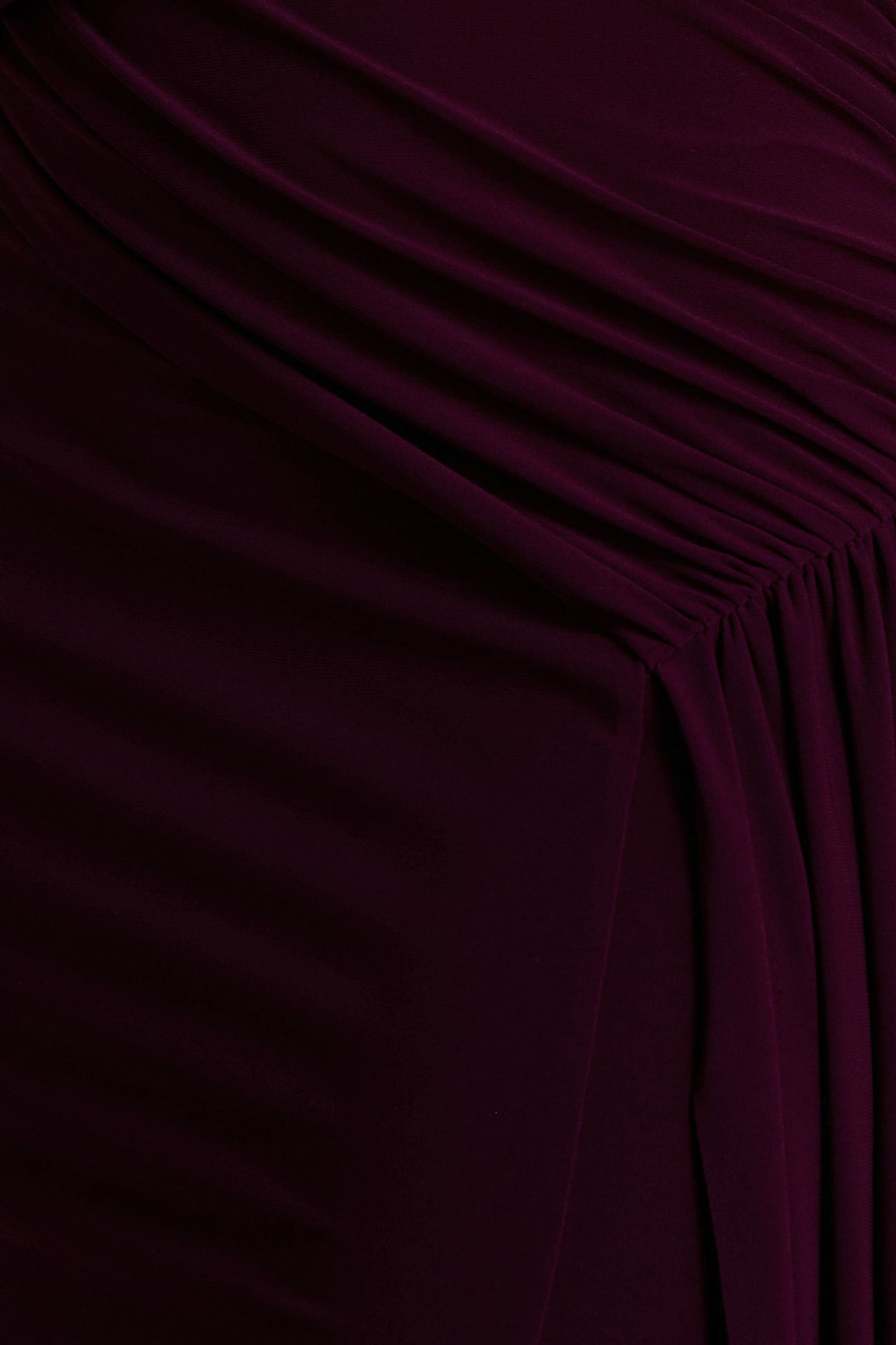 Aurelia | Dark Plum High-Neck Wrapped Maxi Dress With One-Cape Sleeve