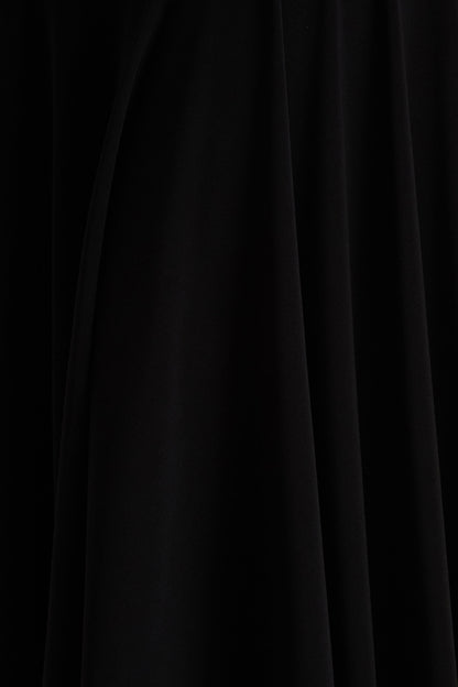 Isola | Black Asymmetric-Neck Midi Dress With Hanky-Hem