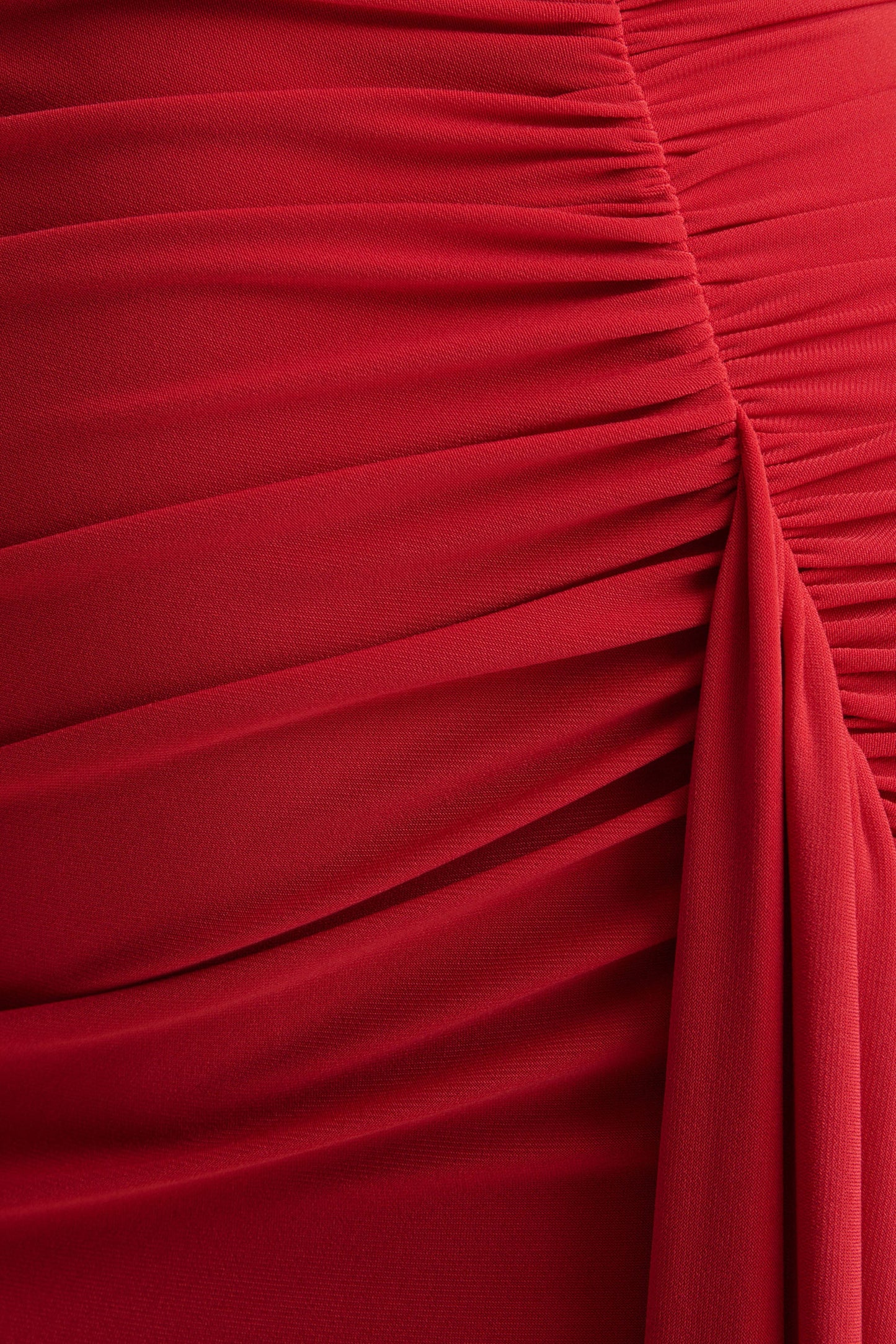 Anne | Red Asymmetric-Neck Wrapped Maxi Dress With Sash