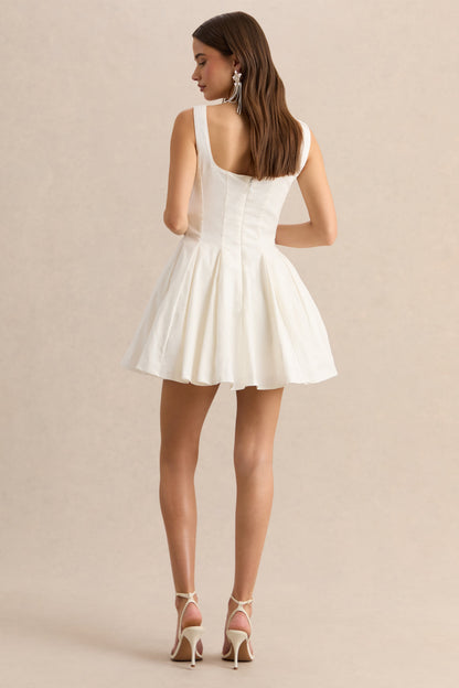 Brioria | White Square-Neck Skater Mini Dress