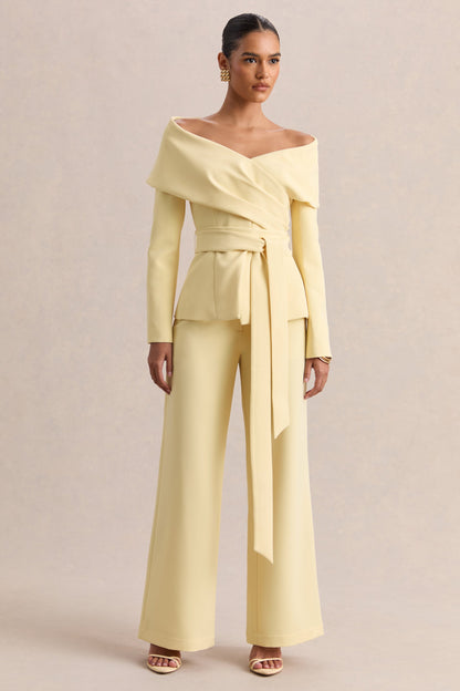 Empress | Lemon Bardot-Neck Tailored Top