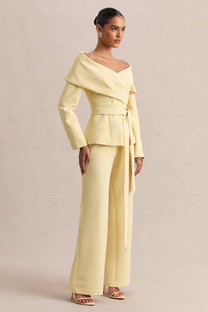 Empress | Lemon Bardot-Neck Tailored Top