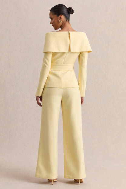 Empress | Lemon Bardot-Neck Tailored Top