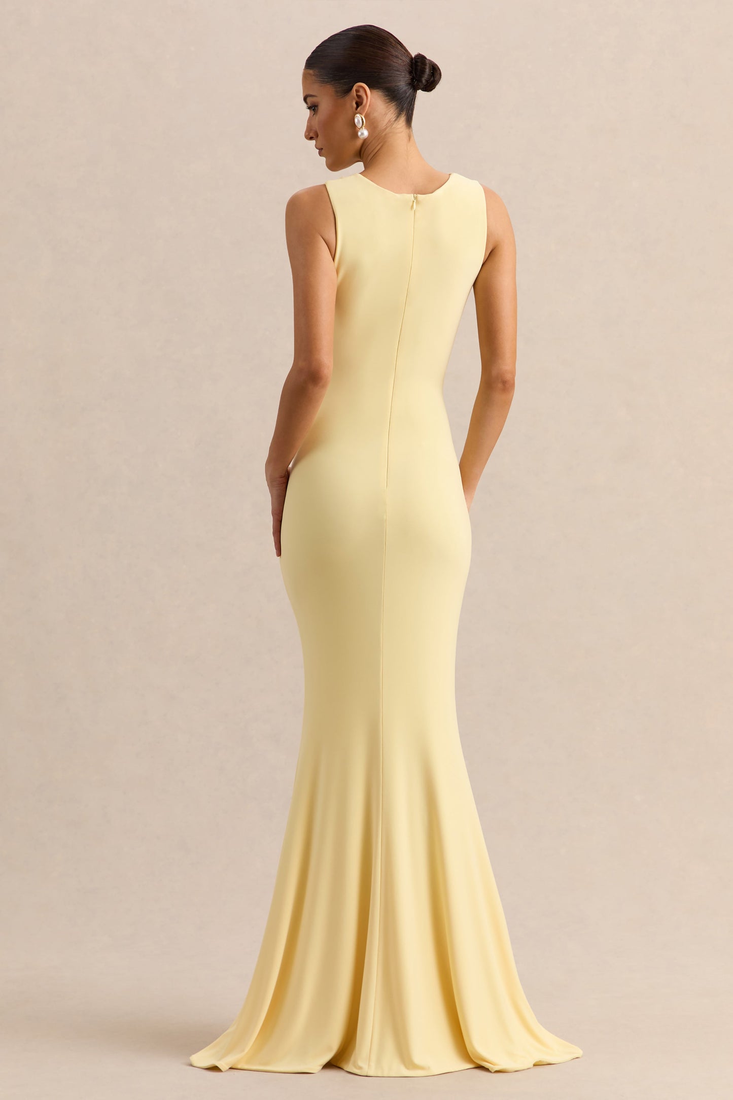 Holly | Lemon Plunge-Neck Maxi Dress With Twist-Detail