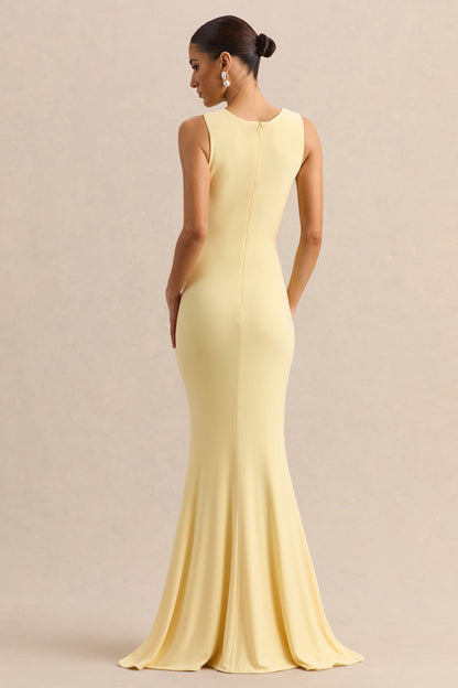 Holly | Lemon Plunge-Neck Maxi Dress With Twist-Detail