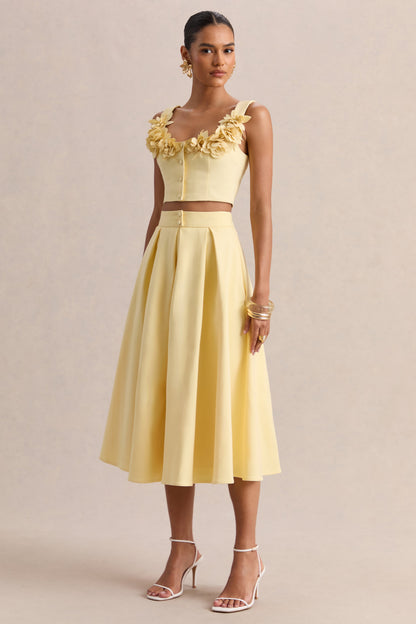 Joy | Lemon A-Line Midi Skirt