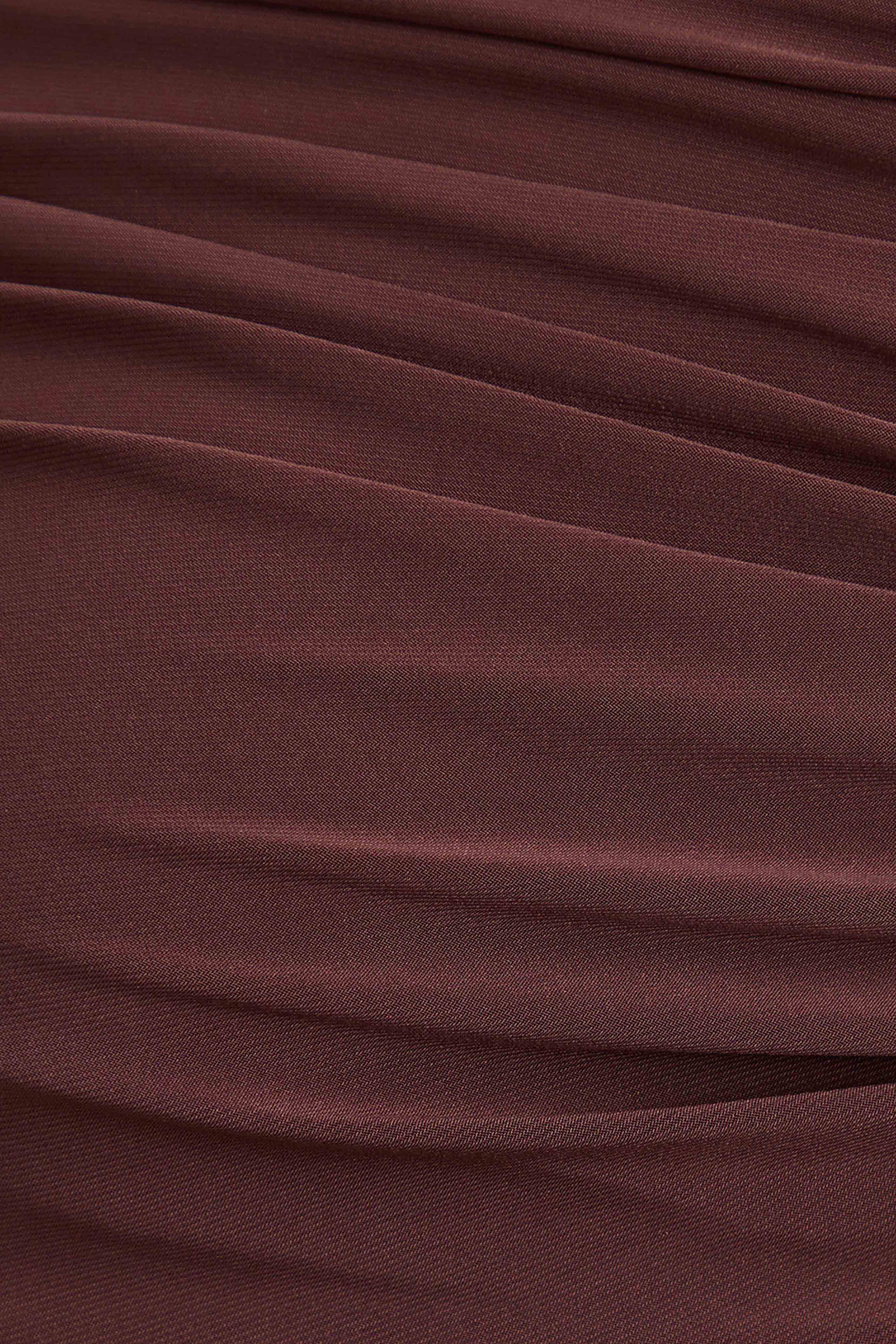 Cyra | Brown Asymmetric-Neck Maternity Maxi Dress With Sash